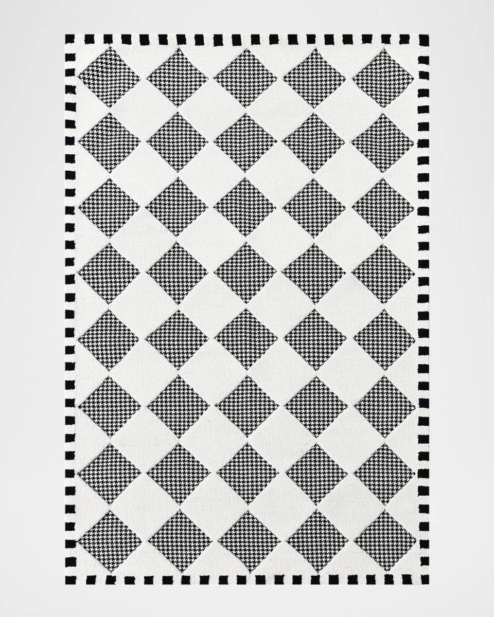 Houndstooth Check Diamond Rug, 5' x 8'